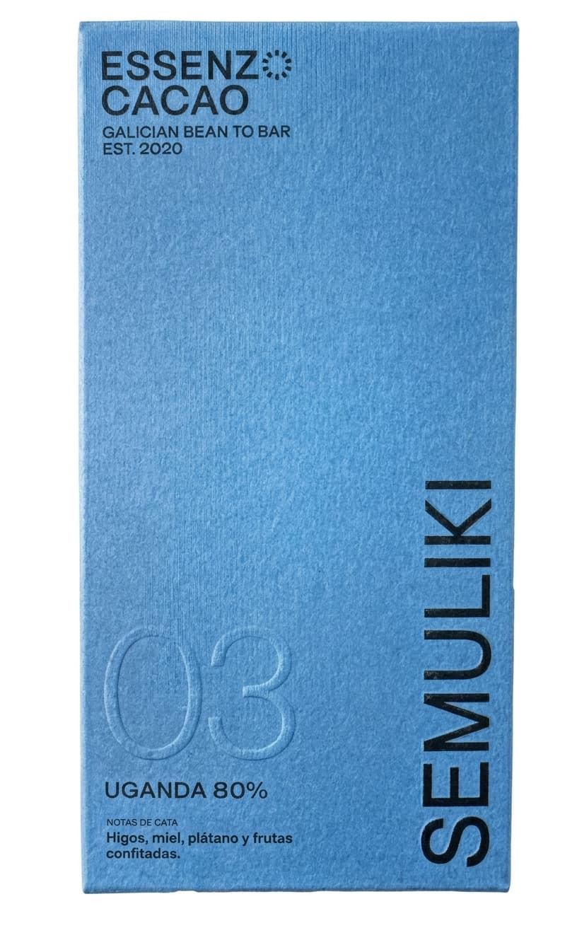 Semuliki 80% 80% dark bar packaging by Essenzo Cacao