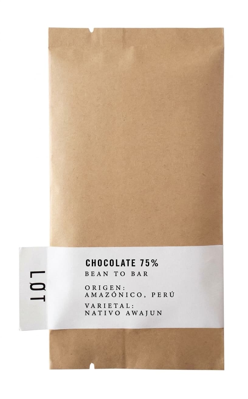 Chocolate 75% 75% dark bar packaging by LOT Roasters
