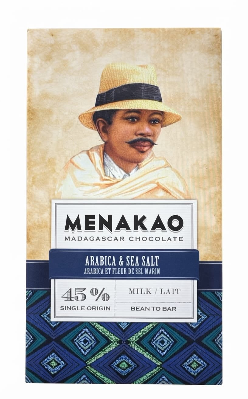 Arabica & Sea Salt 45% 45% milk bar packaging by Menakao
