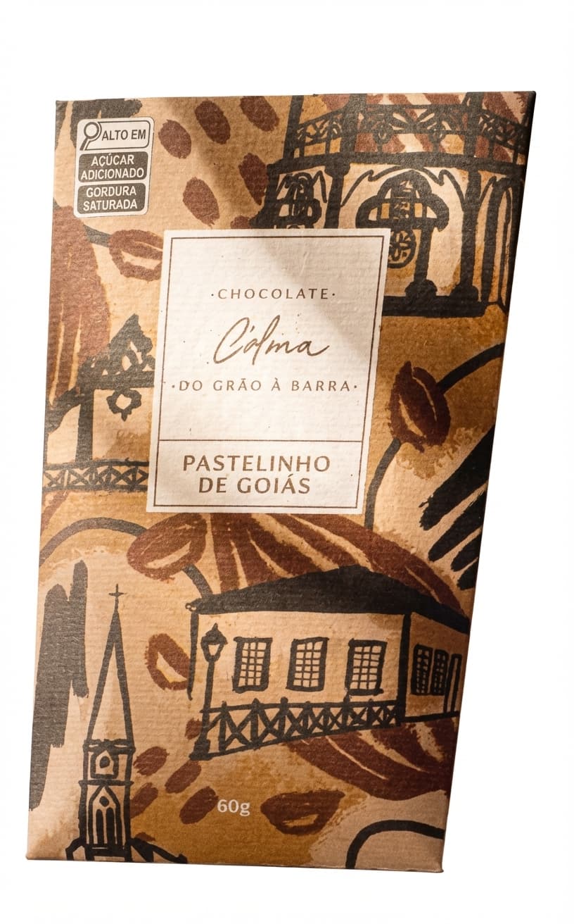 Pastelinho de Goiás 54% dark bar packaging by C'alma