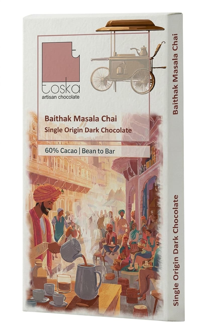 Masala Chai 60% 60% dark bar packaging by Toska Chocolates