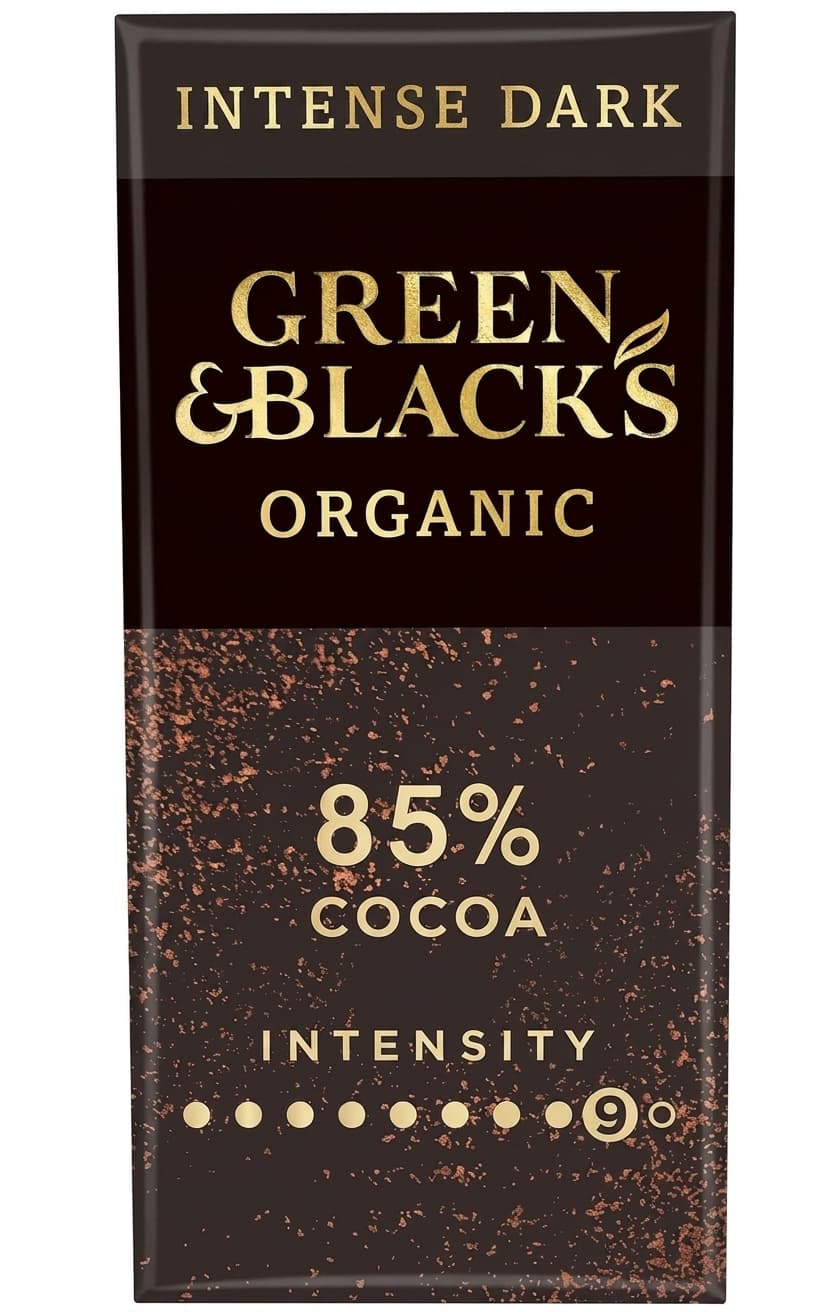 Intense Dark 85% 85% dark bar packaging by Green & Black's