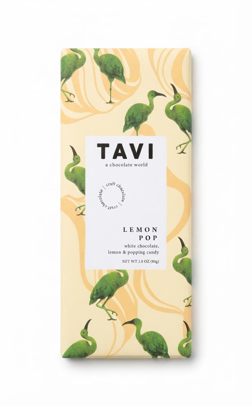Lemon Pop null% white bar packaging by TAVI