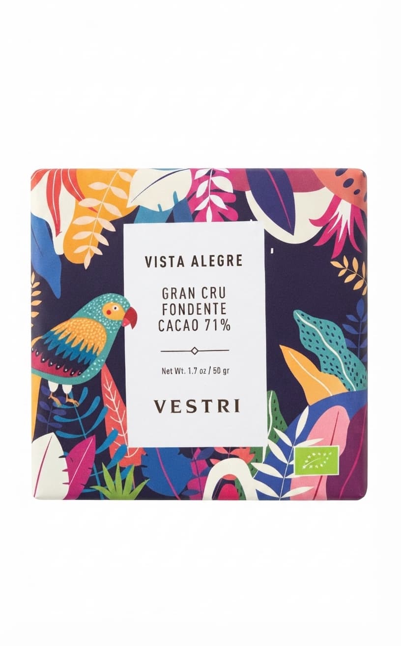 Vista Alegre 71% 71% dark bar packaging by Vestri