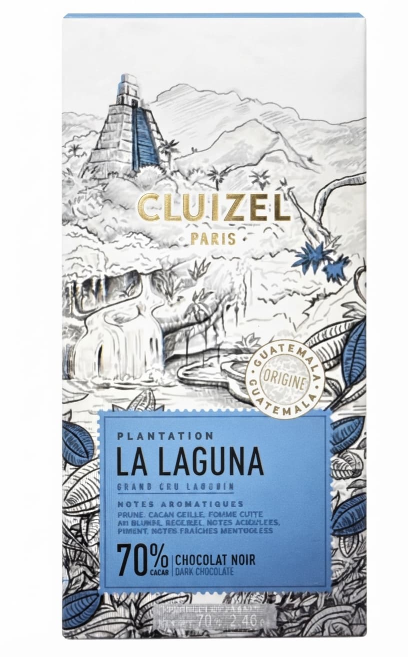 La Laguna 70% 70% dark bar packaging by Cluizel