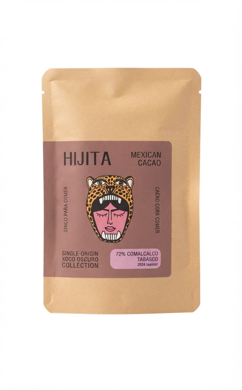 Agua Escondida Comalcalco 70% 70% dark bar packaging by Hijita