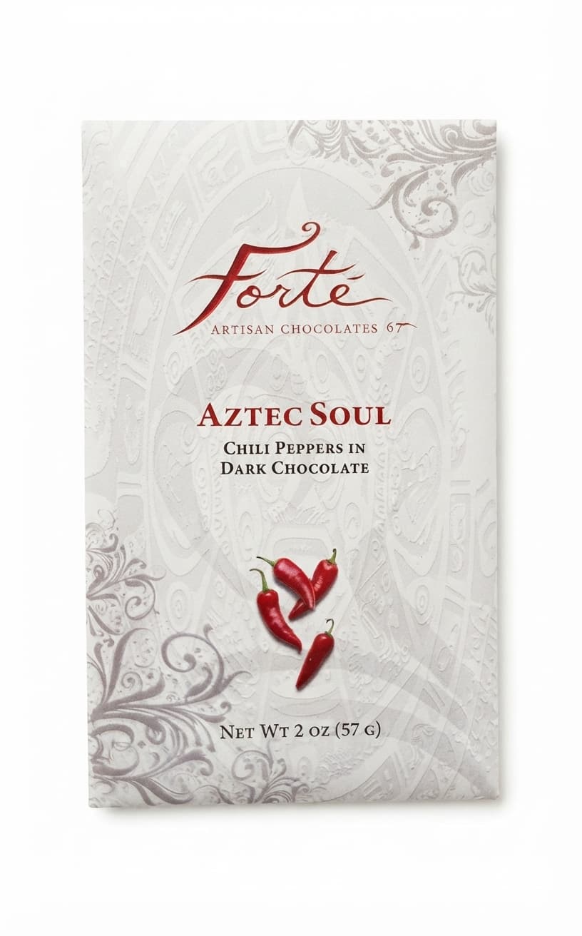 Aztec Soul 71% 71% dark bar packaging by Forté Chocolate