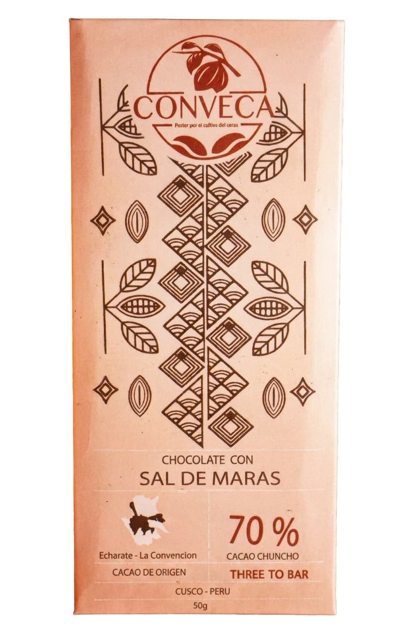 Sal de Maras 70% 70% dark bar packaging by Conveca