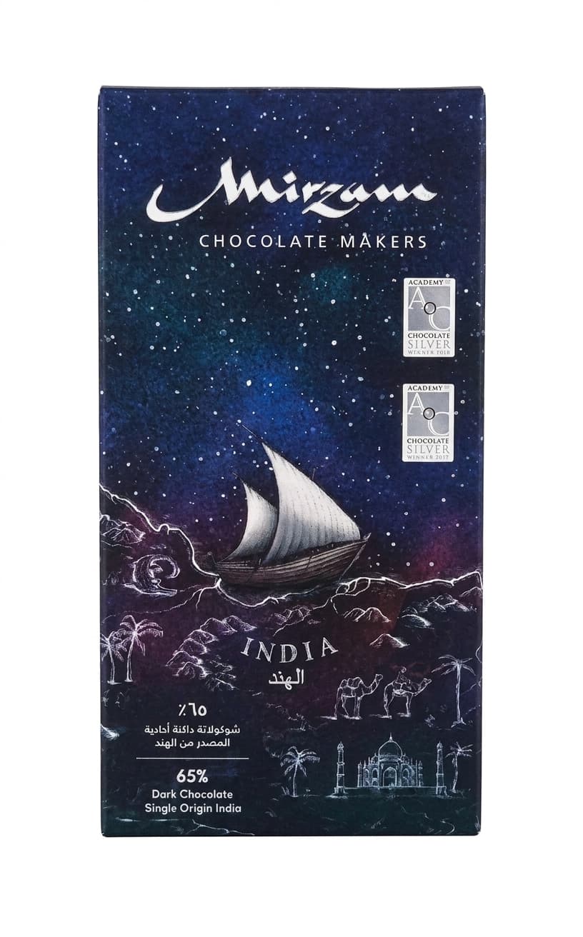 Single Origin India 65% dark bar packaging by Mirzam
