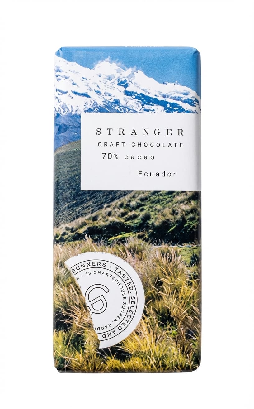 Stranger 70% dark bar packaging by Stranger