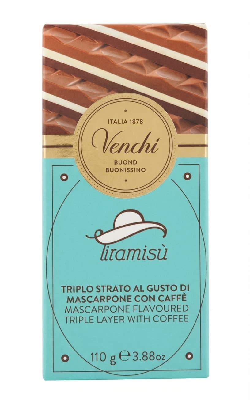 Tiramisù 56% milk bar packaging by Venchi