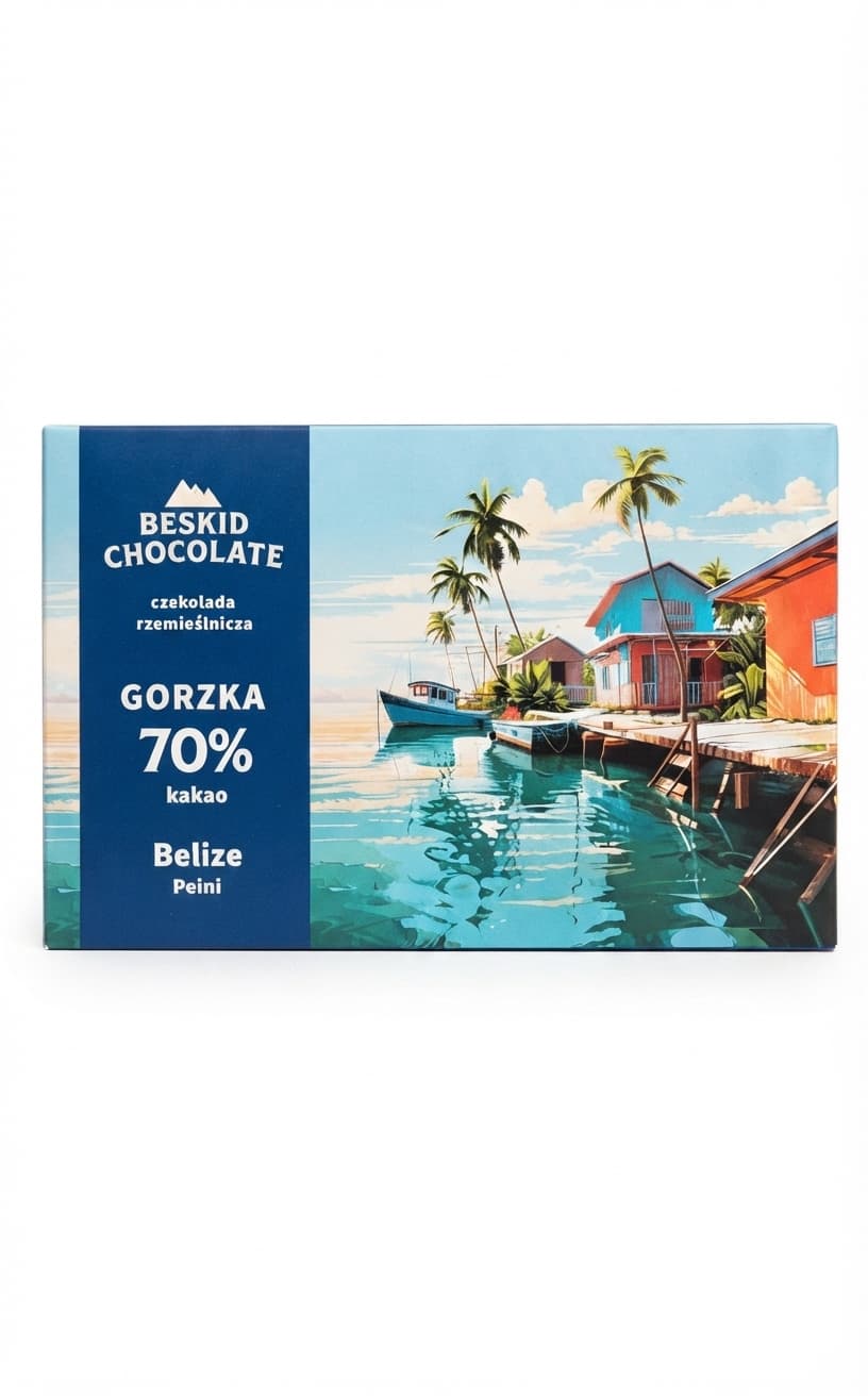 Belize 70% 70% dark bar packaging by Beskid Chocolate