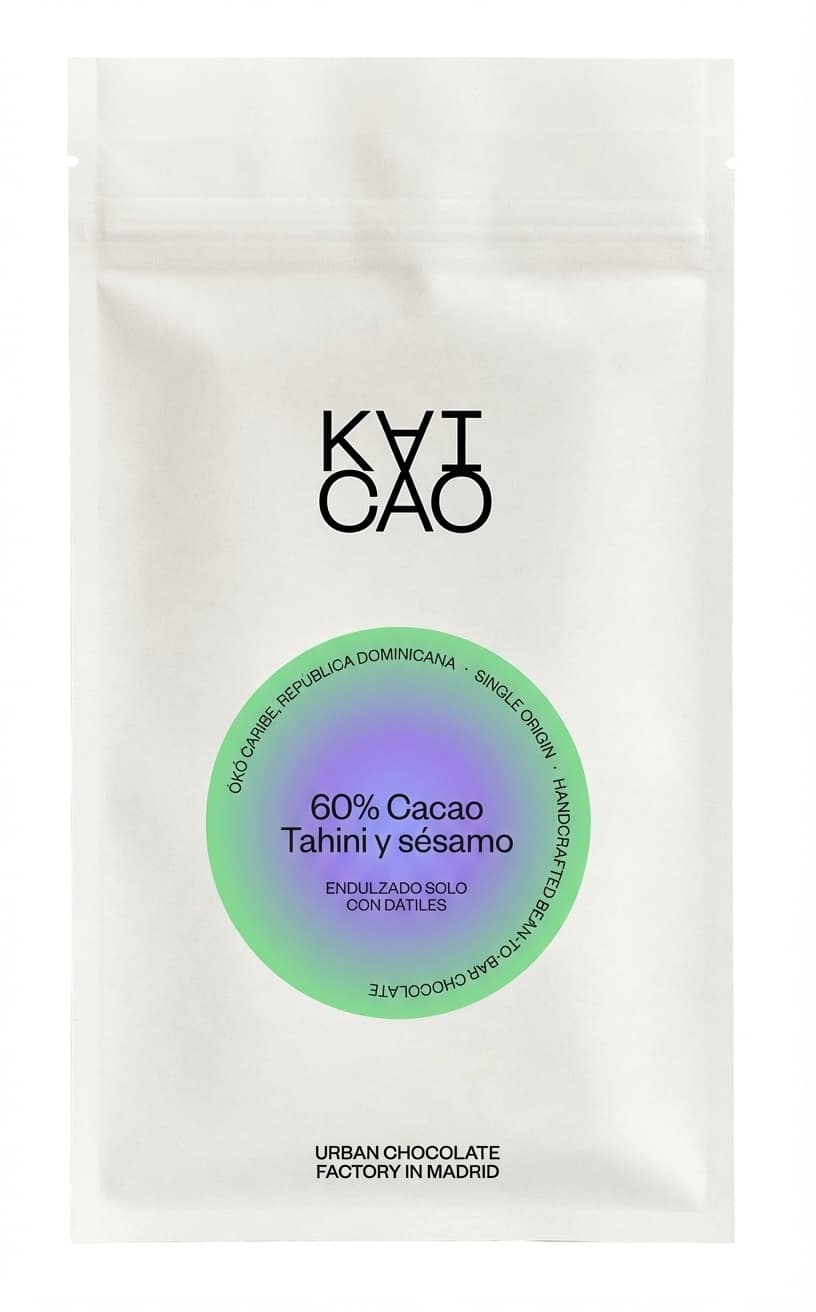 60% Tahini y sésamo 60% dark bar packaging by KAICAO