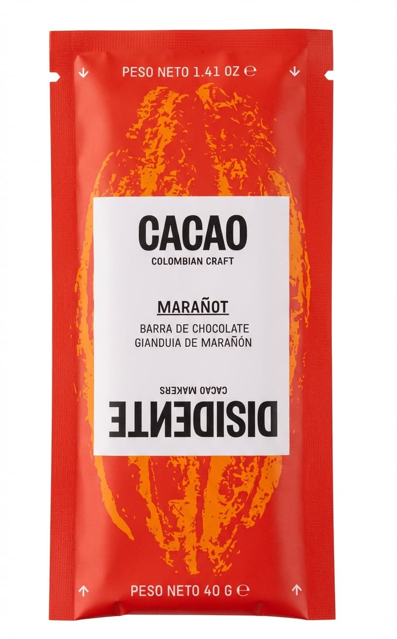 Marañot Gianduia de Marañón 55% dark bar packaging by Cacao Disidente
