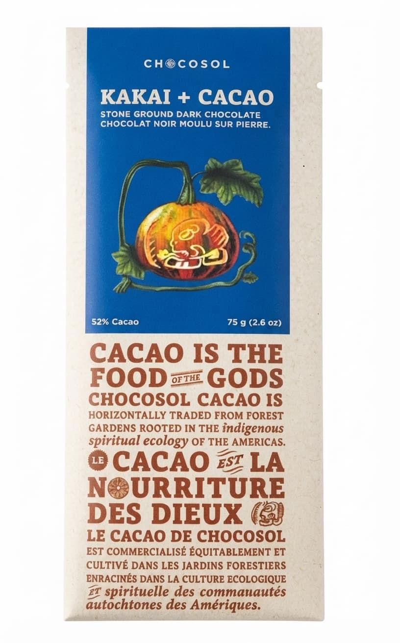 Kakai + Cacao 52% dark bar packaging by ChocoSol
