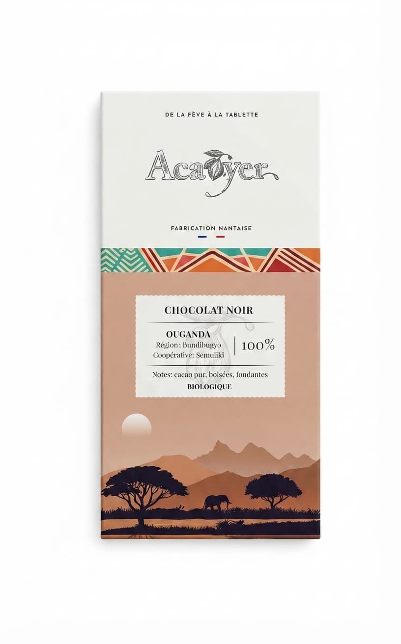 Ouganda Semuliki 100% 100% dark bar packaging by Acaoyer
