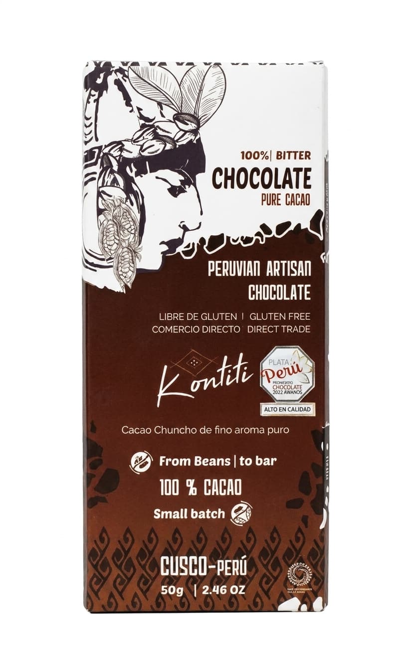 Chocolate 100% 100% dark bar packaging by Kontiti
