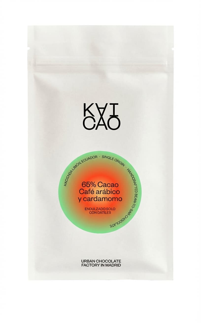 65% Cacao Café arábico y cardamomo 65% dark bar packaging by KAICAO