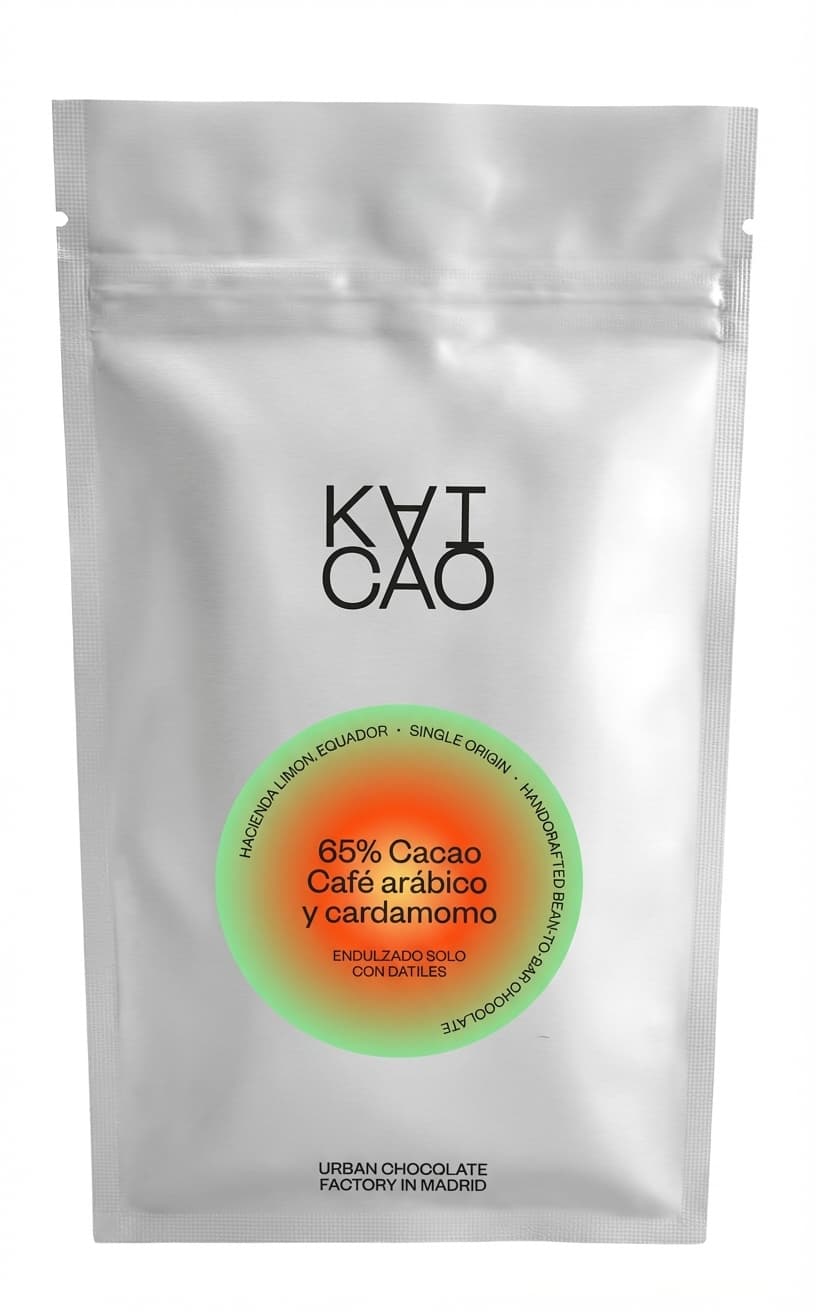 65% Cacao Café arábico y cardamomo 65% dark bar packaging by KAICAO