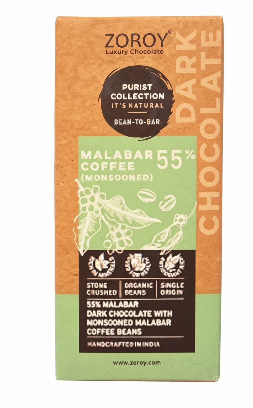 Malabar Coffee 55% 55% dark bar packaging by Zoroy