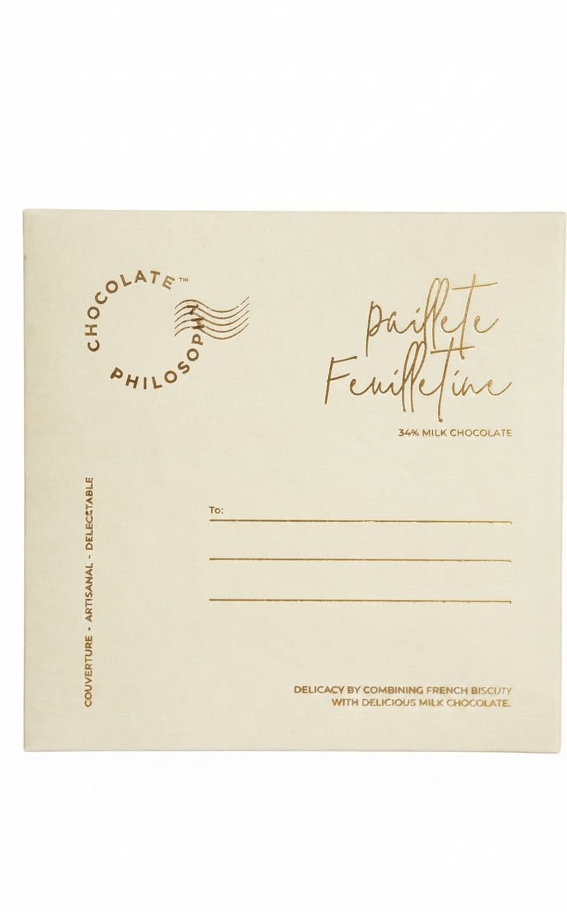 Pailleté Feuilletine 34% milk bar packaging by Chocolate Philosophy