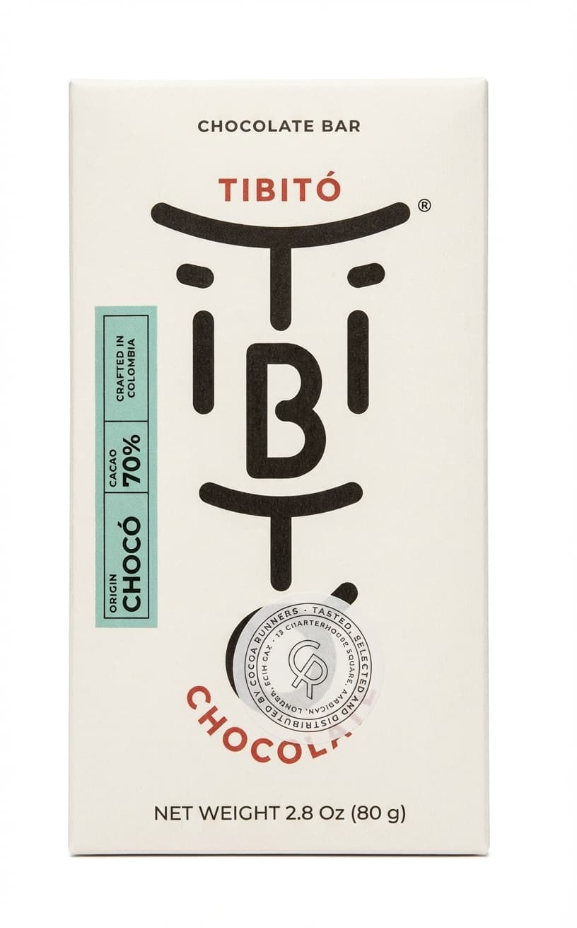 Chocó 70% 70% dark bar packaging by Tibitó