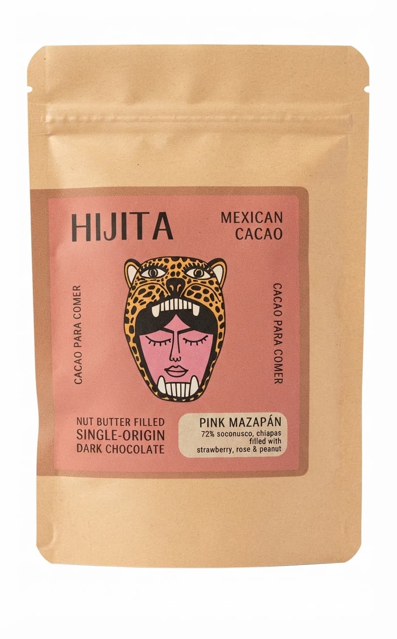 Pink Mazapán 70% 70% dark bar packaging by Hijita