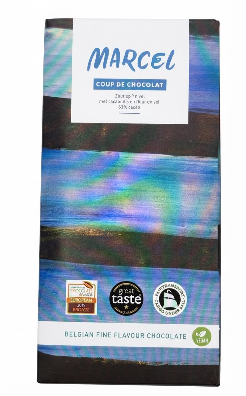 Marcel 63% 63% dark bar packaging by Coup de Chocolat
