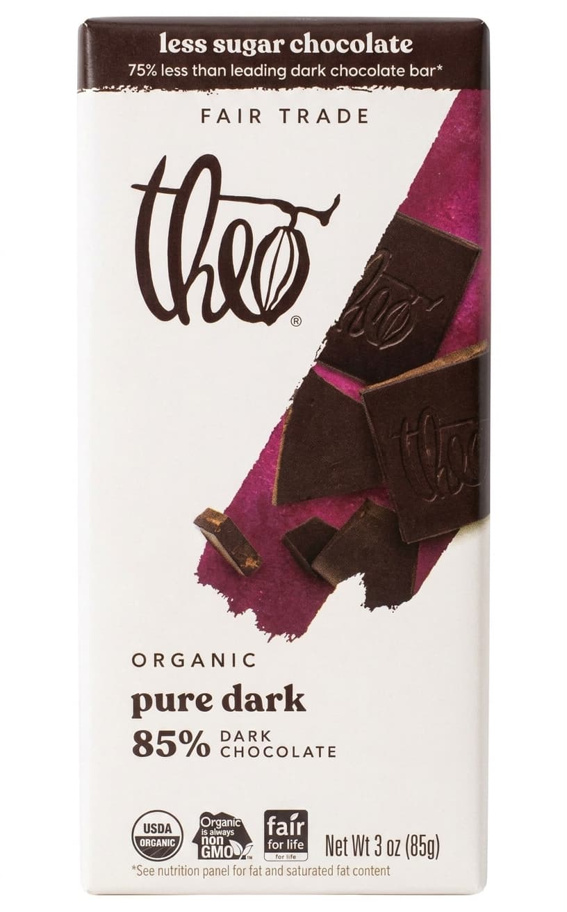 Pure Dark 85% 85% dark bar packaging by Theo