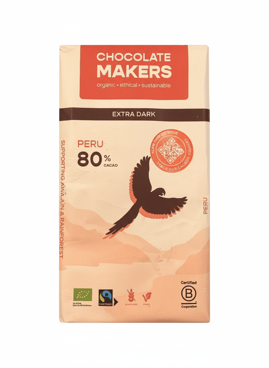 Extra Dark 80% dark bar packaging by Chocolate Makers