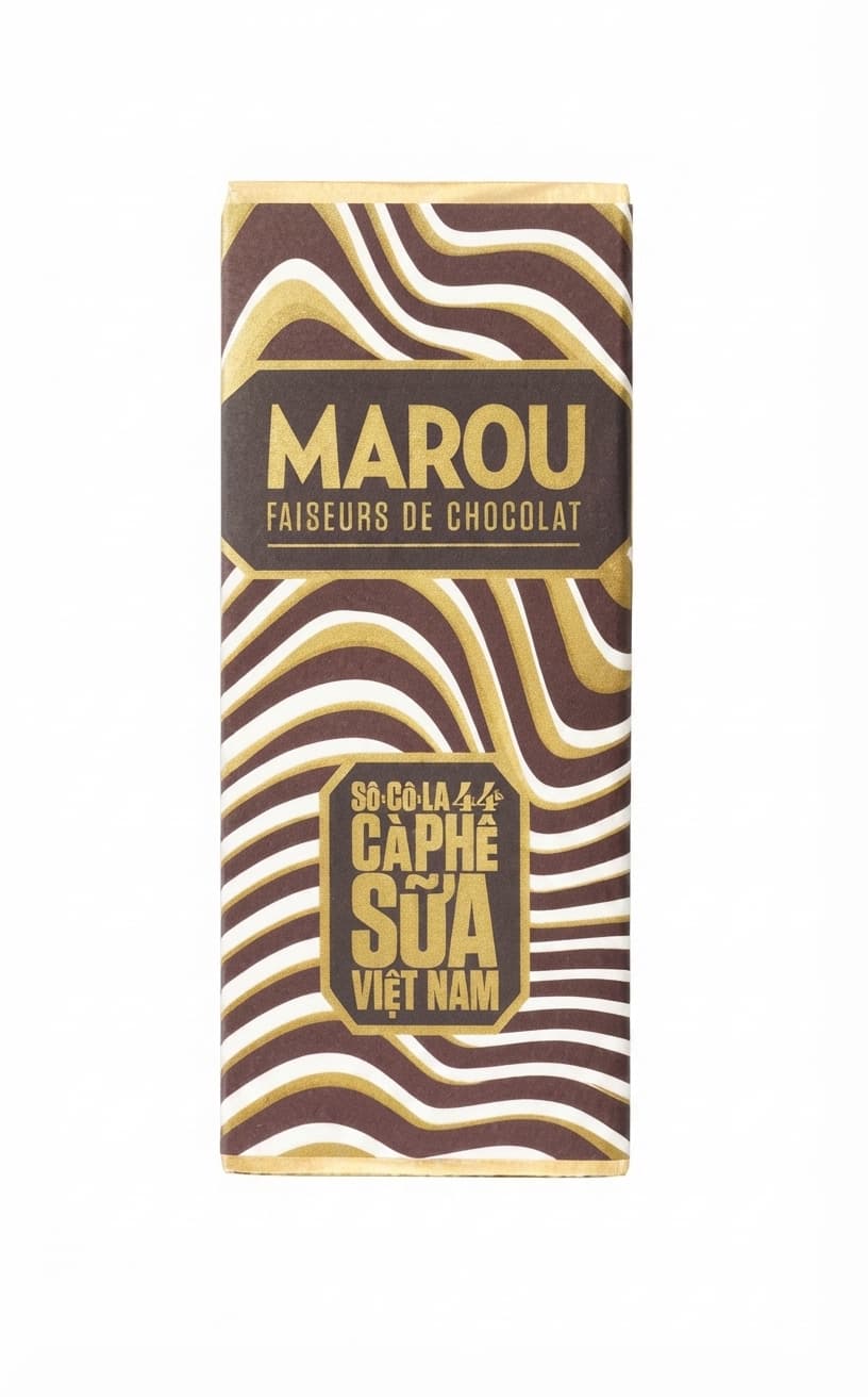 Cà Phê Sữa 44% 44% milk bar packaging by Marou Chocolate