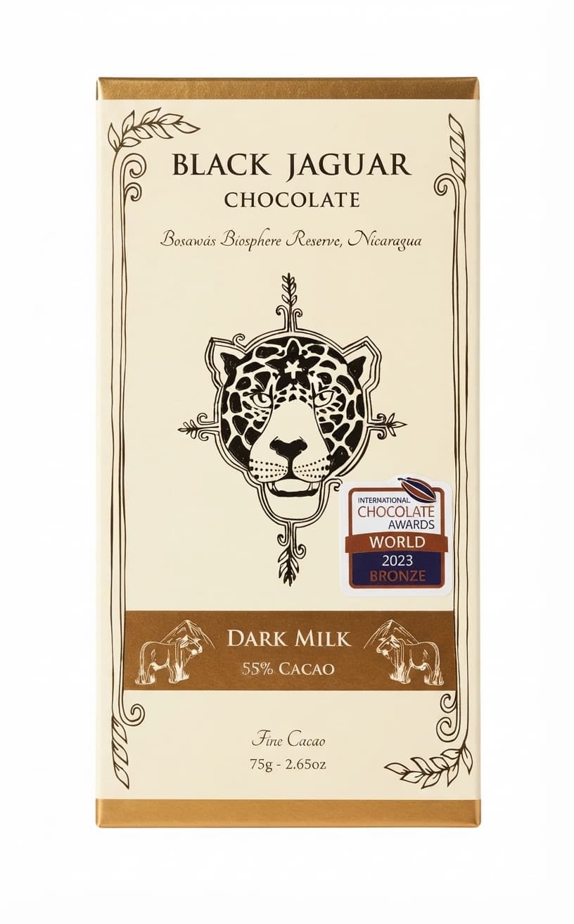 Dark Milk 55% 55% milk bar packaging by Black Jaguar Chocolate