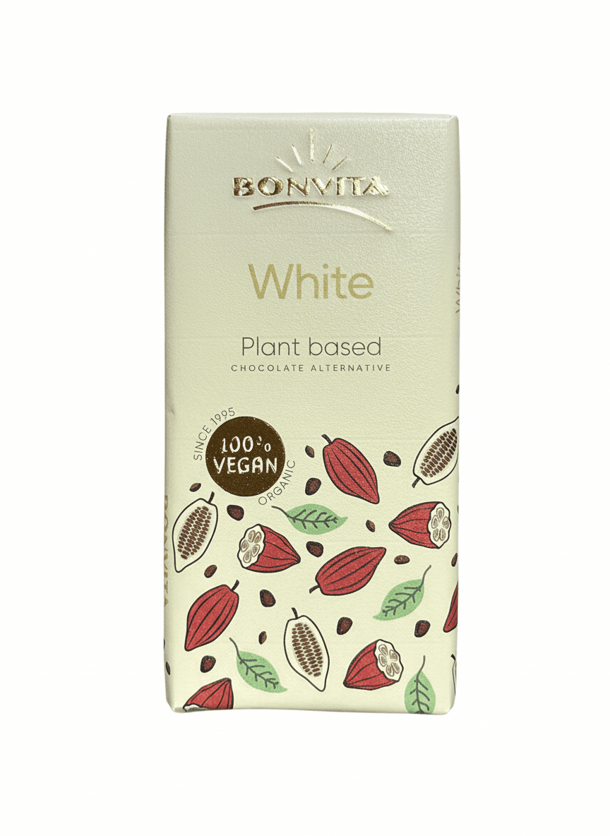 White Plant Based Chocolate Alternative 35% white bar packaging by undefined