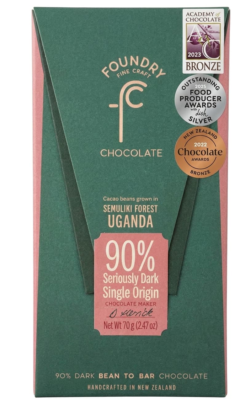Semuliki Forest 90% 90% dark bar packaging by Foundry