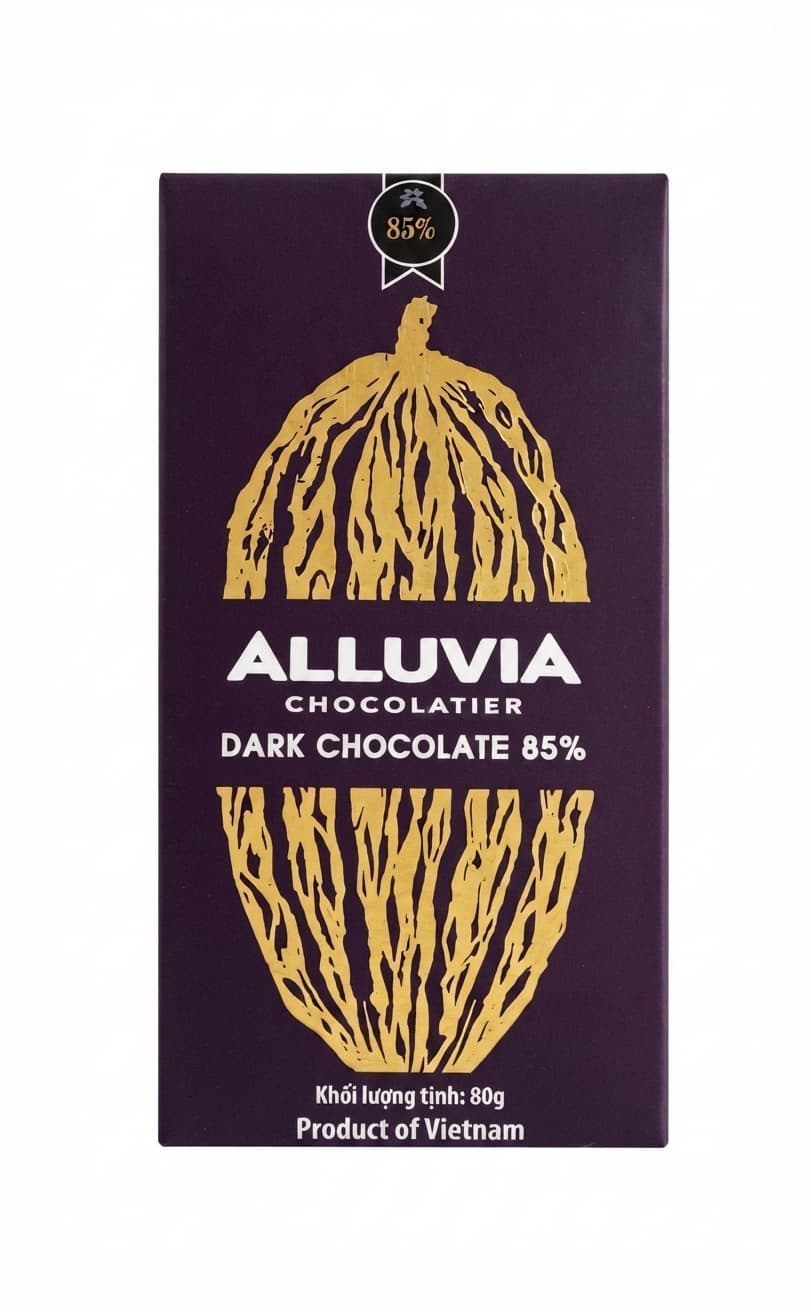 Dark 85% 85% dark bar packaging by Alluvia