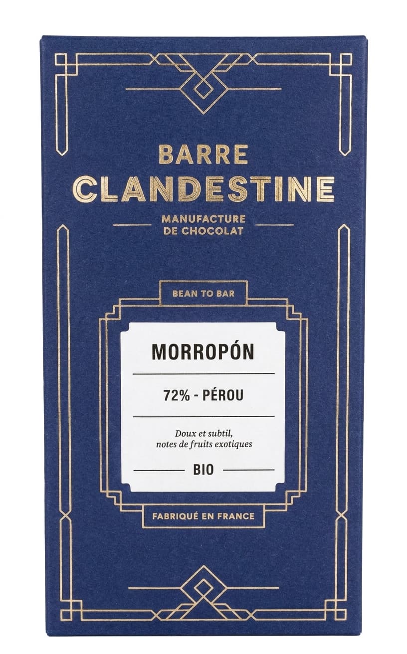 Morropón 72% 72% dark bar packaging by Barre Clandestine