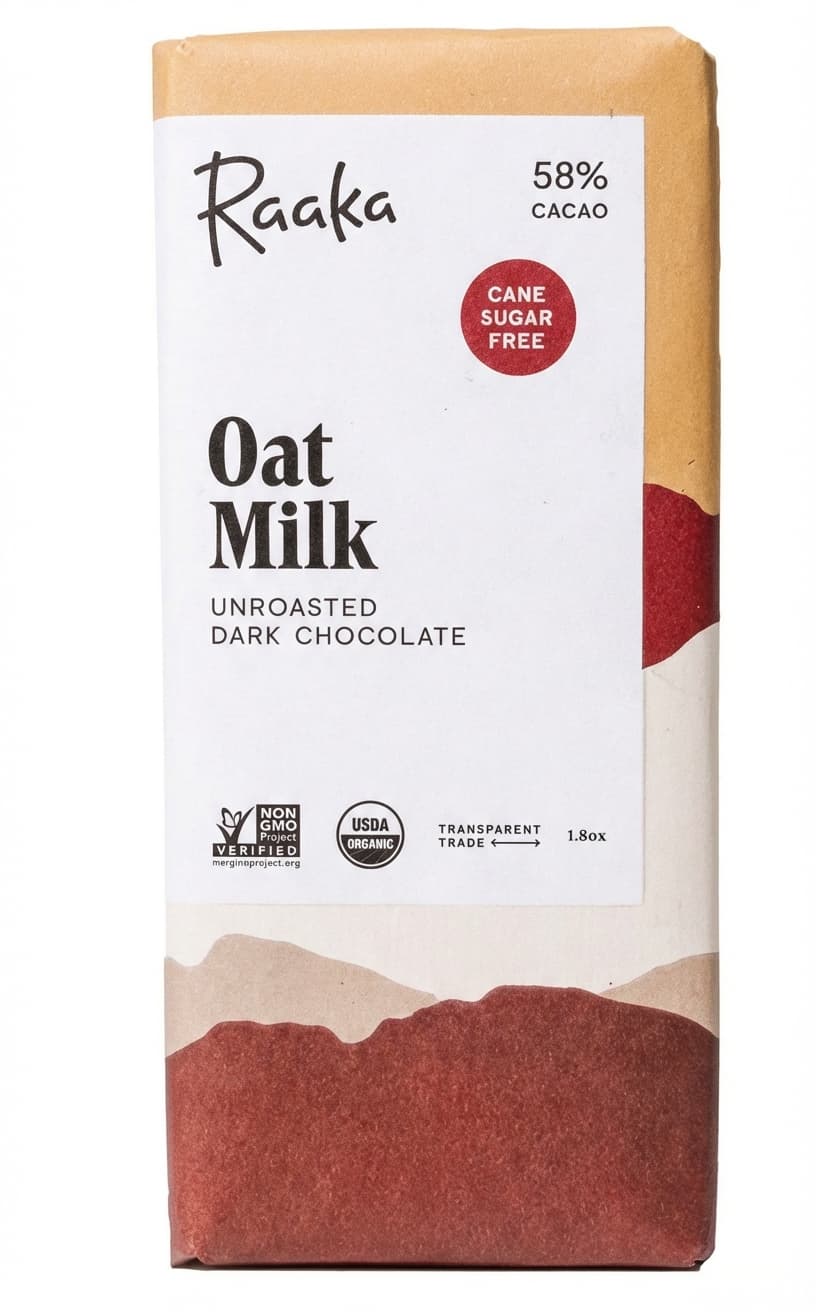 Oat Milk 58% milk bar packaging by Raaka