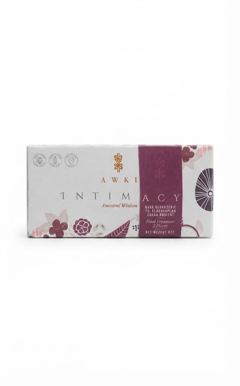 Intimacy Chocolate Bar 50g 75% dark bar packaging by AWKI