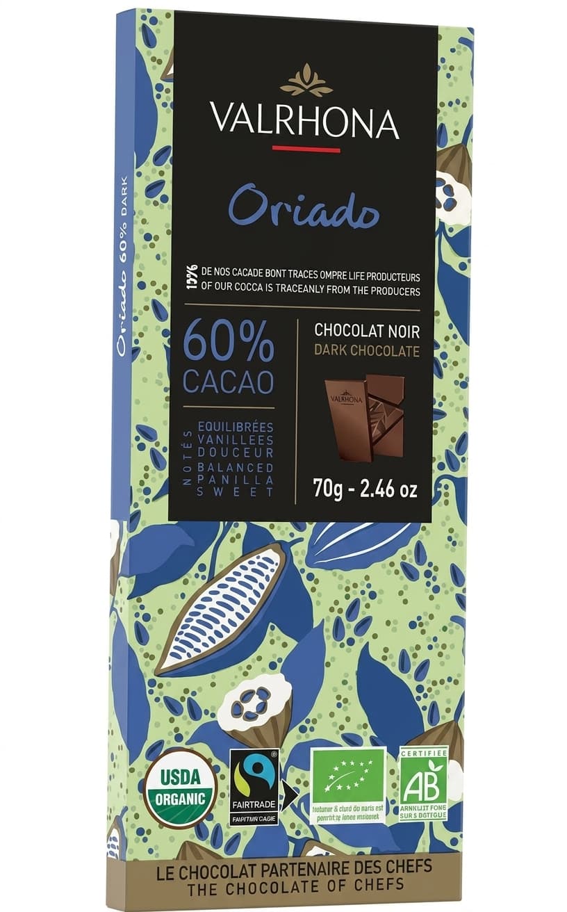 Oriado 60% 60% dark bar packaging by Valrhona