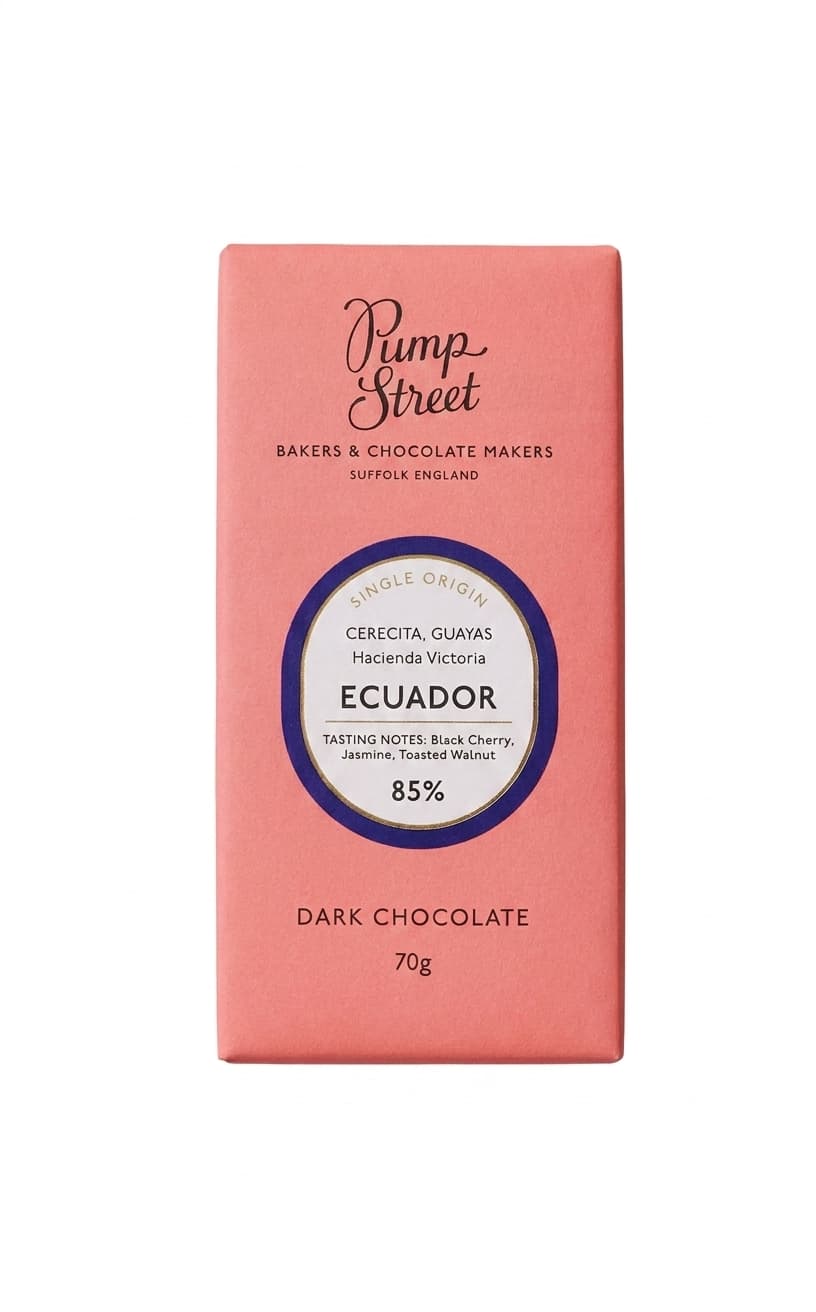 Ecuador 85% 85% dark bar packaging by Pump Street