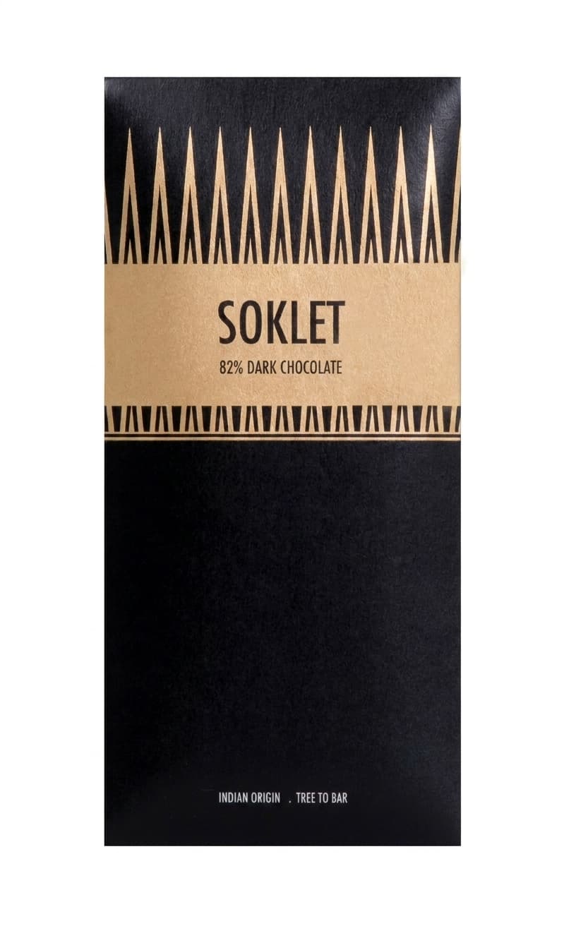 India 82% 82% dark bar packaging by Soklet