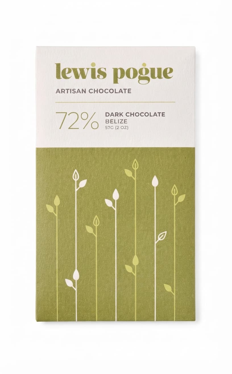 Belize 72% 72% dark bar packaging by Lewis Pogue Artisan Chocolate