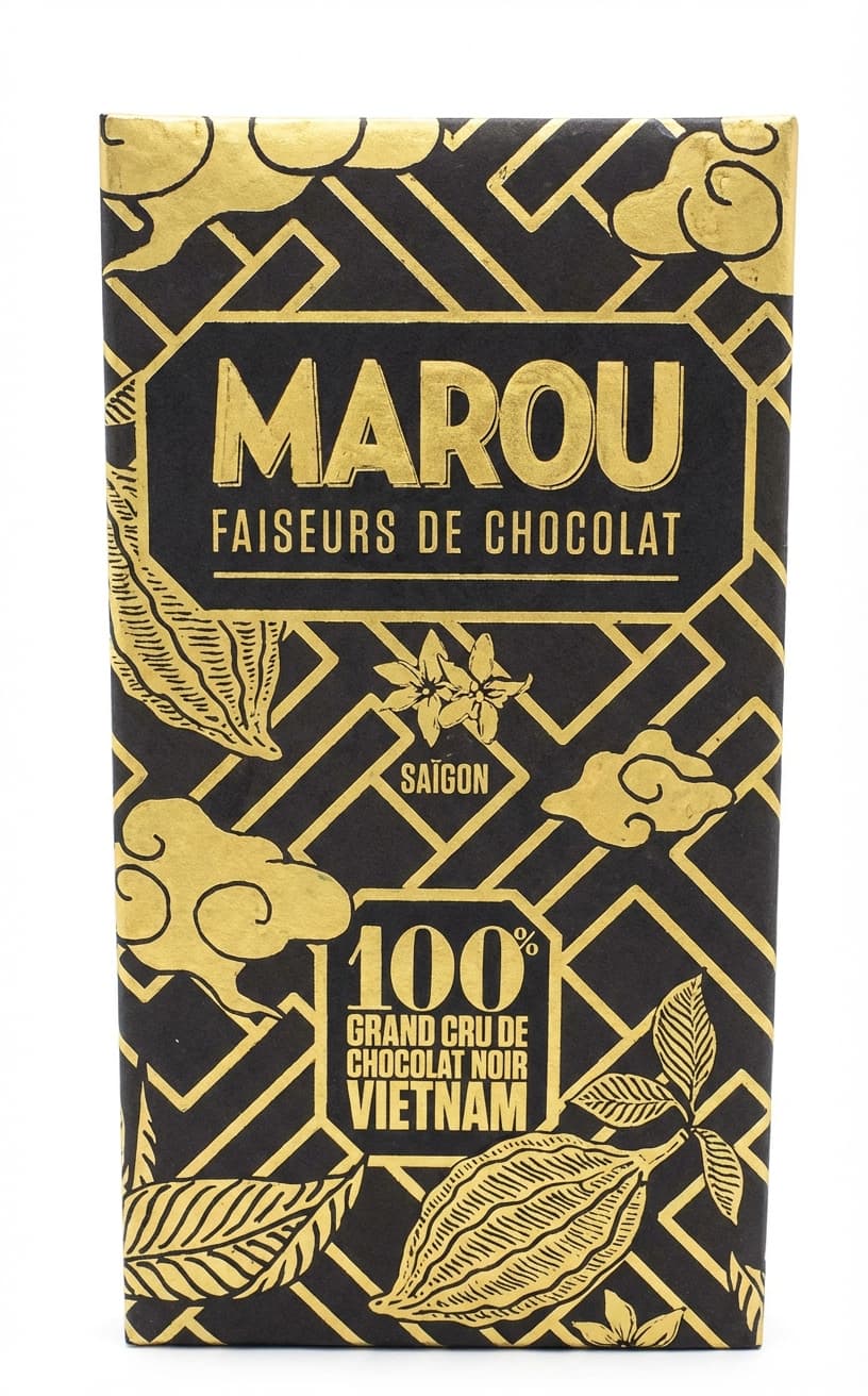 Vietnam 100% Dark Chocolate 100% dark bar packaging by Marou Chocolate