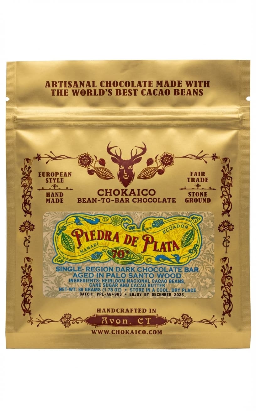 Piedra de Plata 70% 70% dark bar packaging by Chokaico