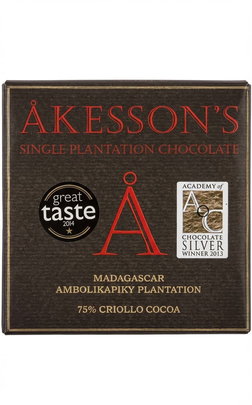 Ambolikapiky Plantation 75% Criollo Cocoa 75% dark bar packaging by Åkesson's