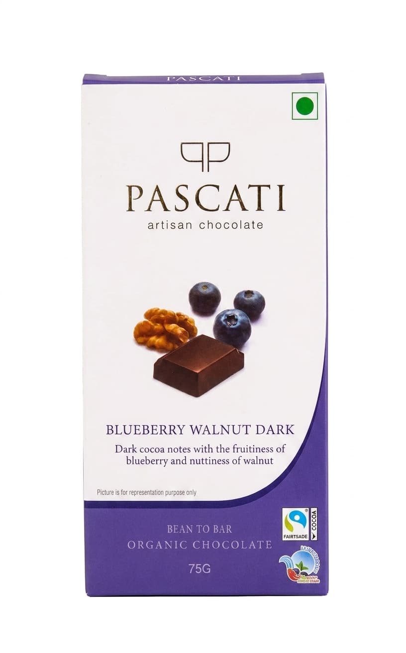 Blueberry Walnut 63% 63% dark bar packaging by Pascati