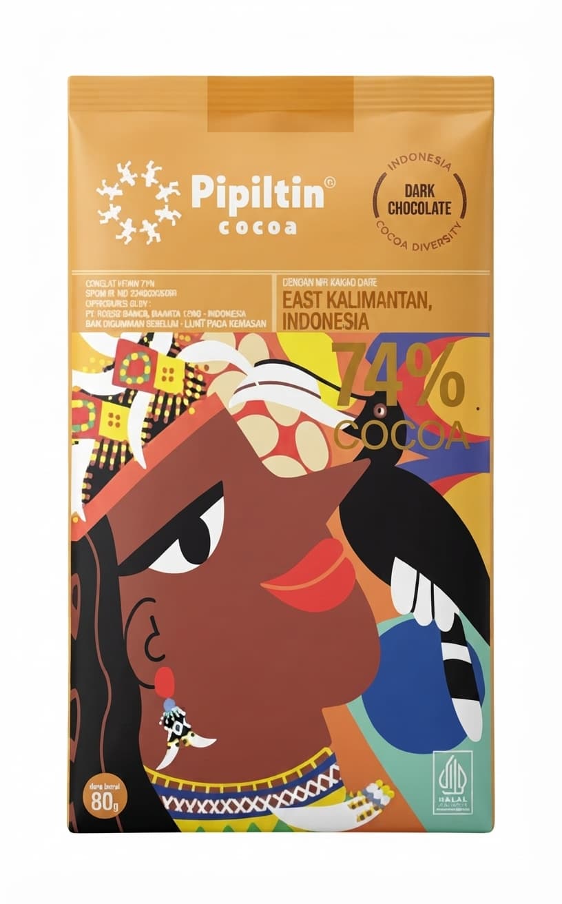 East Kalimantan 74% 74% dark bar packaging by Pipiltin