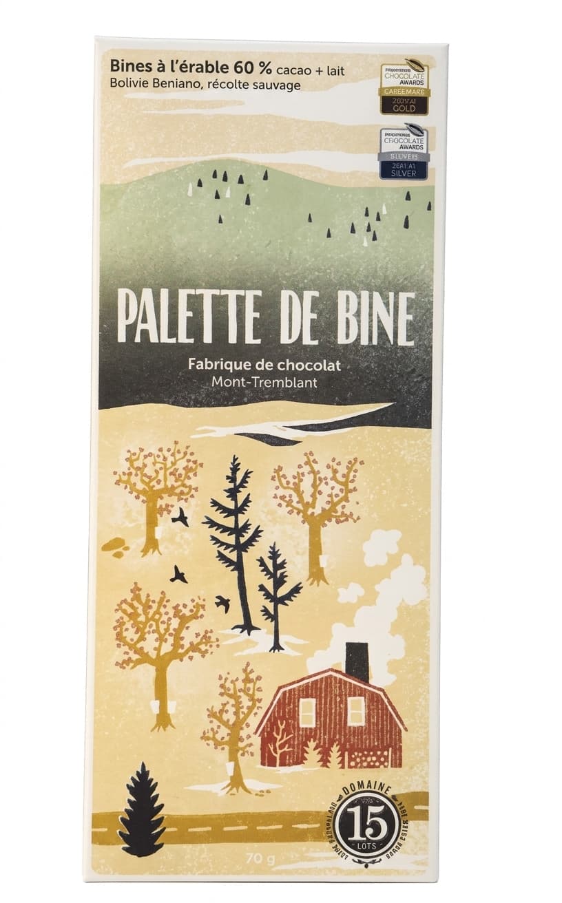 Bines à l'érable 60% 60% milk bar packaging by Palette de Bine