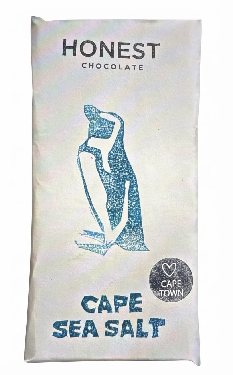 Cape Sea Salt 54% dark bar packaging by Honest Chocolate