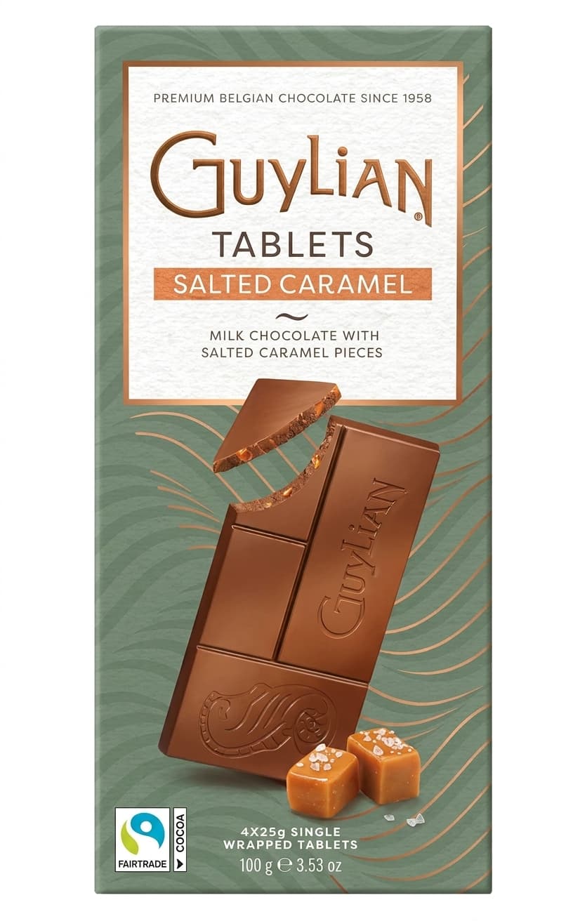 Salted Caramel 30% milk bar packaging by Guylian